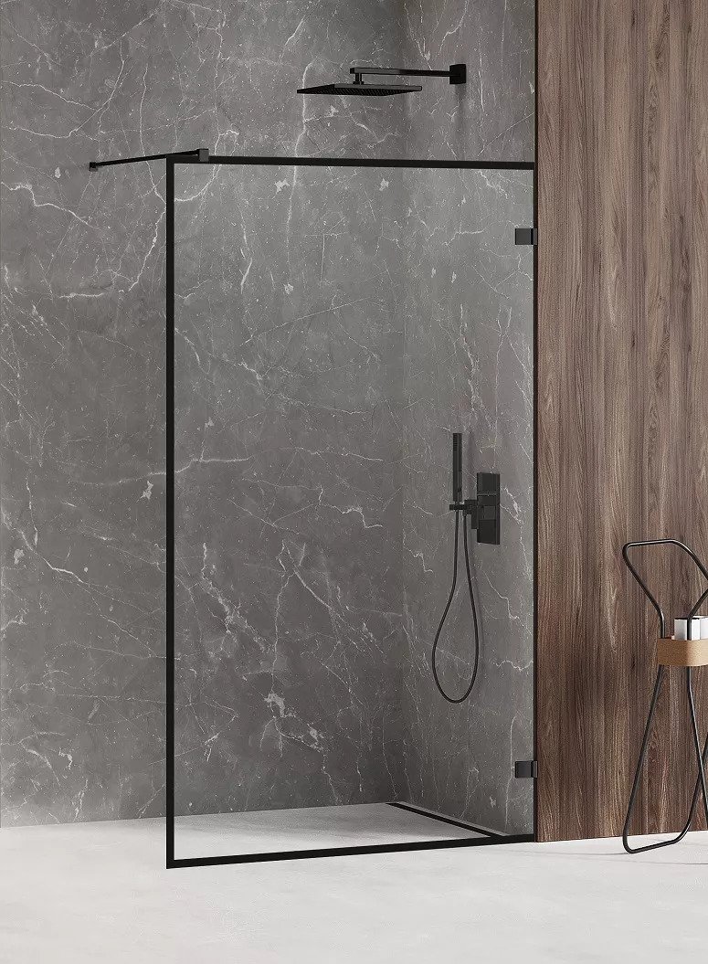 New Trendy Avexa Black Kabina Prysznicowa Walk-In 80x200 cm Szkło Przezroczyste 6 mm (EXK-2039)